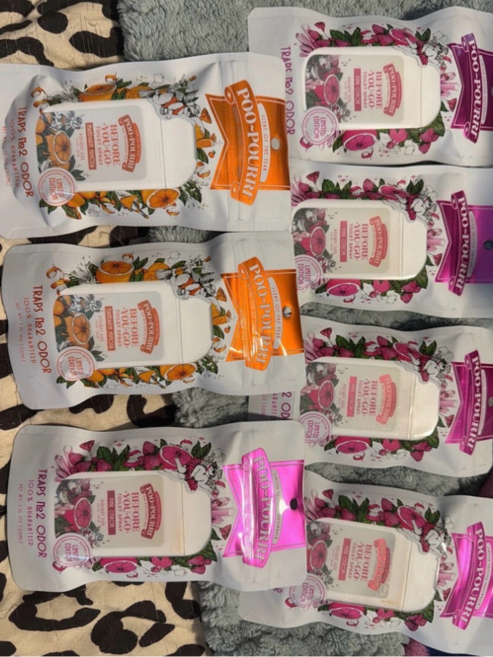Before-You-Go Toilet Spray - Floral (Pink) & Citrus (Orange) Scents Bundle of 7